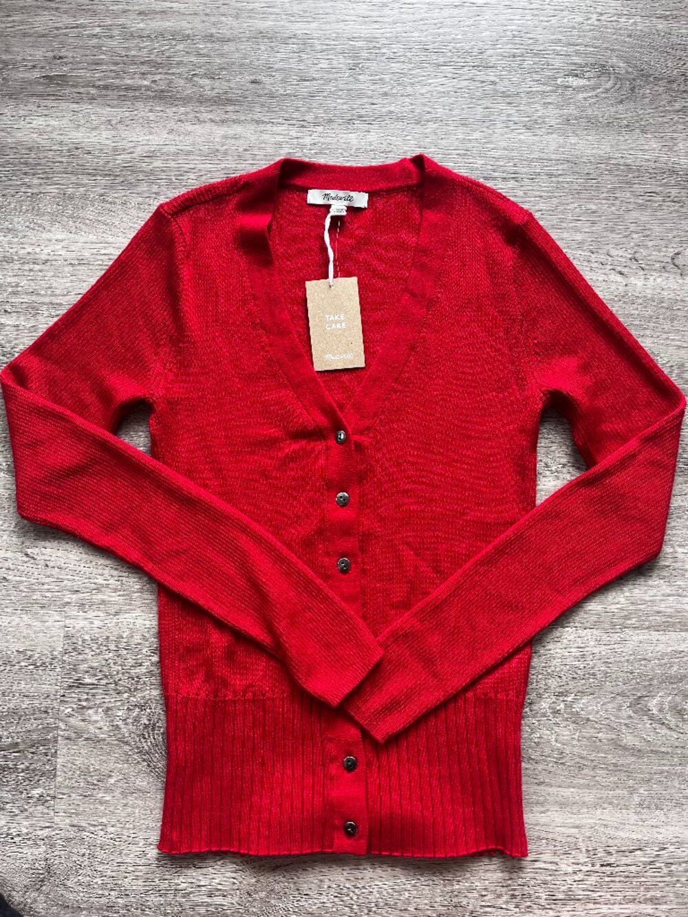 Madewell V-Neck Cardigan in Merino-Silk Blend Size S